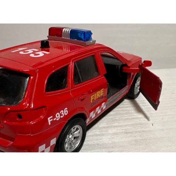 Diecast Red Fire Rescue SUV Toy W/ Opening Doors & Emergency Lights 5" - Picture 4 of 10